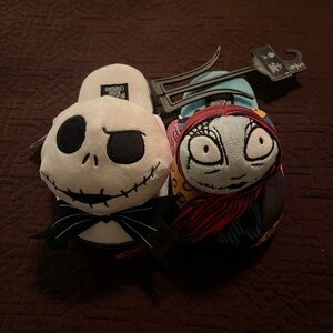 Disney Jack and Sally Plush Slippers - Black and White